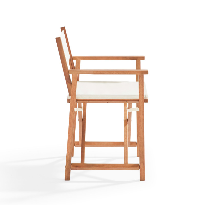 Lote de 2 sillas plegables con reposabrazos de eucalipto y textileno (3/6)