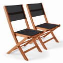 Lote de 2 sillas de jardín plegables de madera