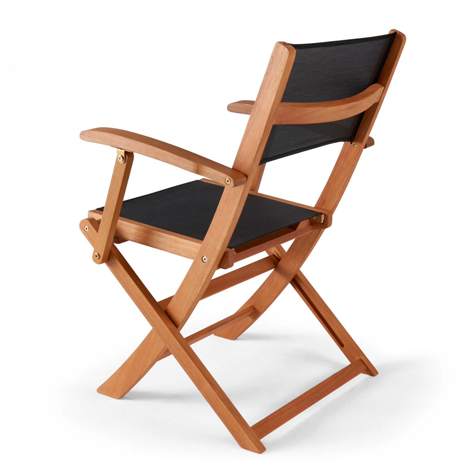 Lote de 2 sillas de jardín plegables de madera con reposabrazos