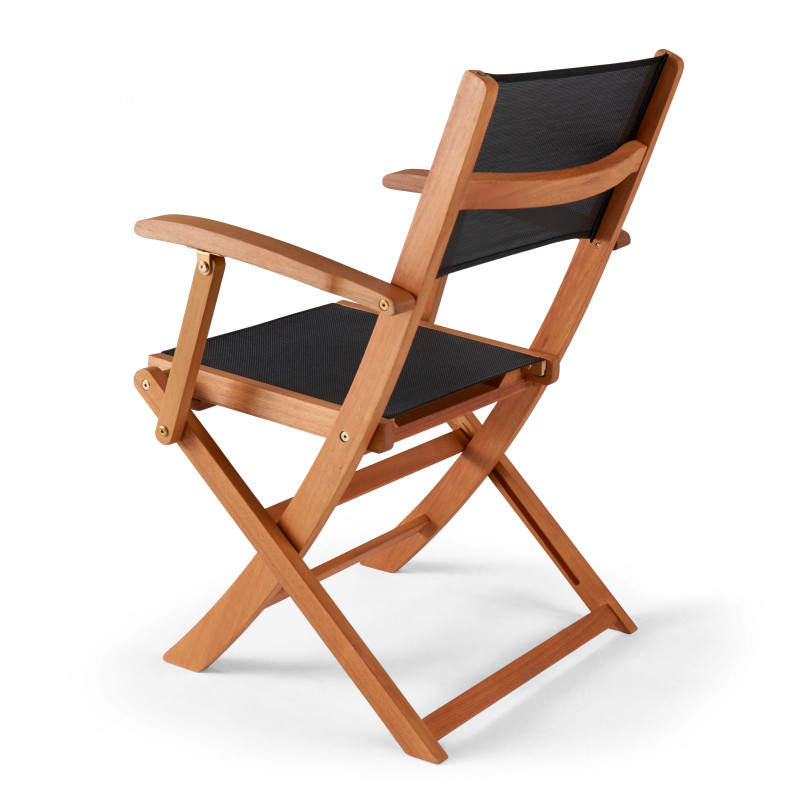 Lote de 2 sillas de jardín plegables de madera con reposabrazos (2/6)