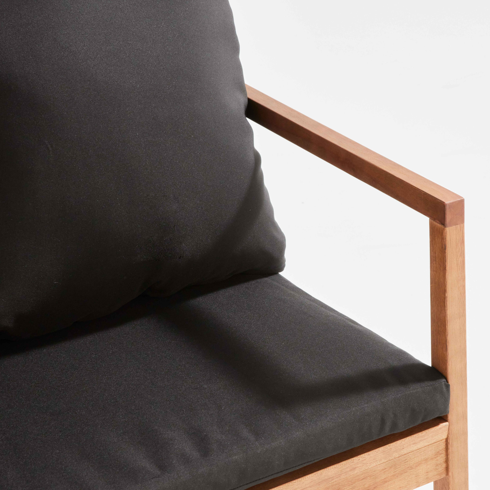 Conjunto de muebles de jardín de eucalipto con 1 sofá, 2 sillones y mesa de centro