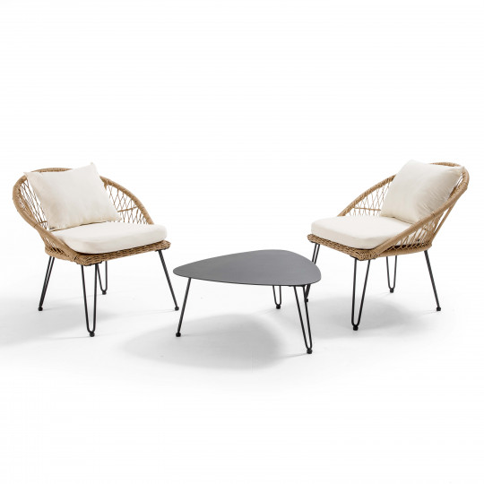 Conjunto de muebles de jardín de 2 plazas de ratán sintético | Oviala