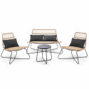 Conjunto de muebles de jardín de 4 plazas de resina de imitación de ratán con mesa baja
