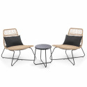 Conjunto de muebles de jardín de 2 plazas de resina de imitación de ratán con mesa de centro