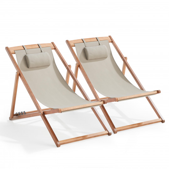 Lote de 2sillones bajos plegables de eucalipto | Oviala