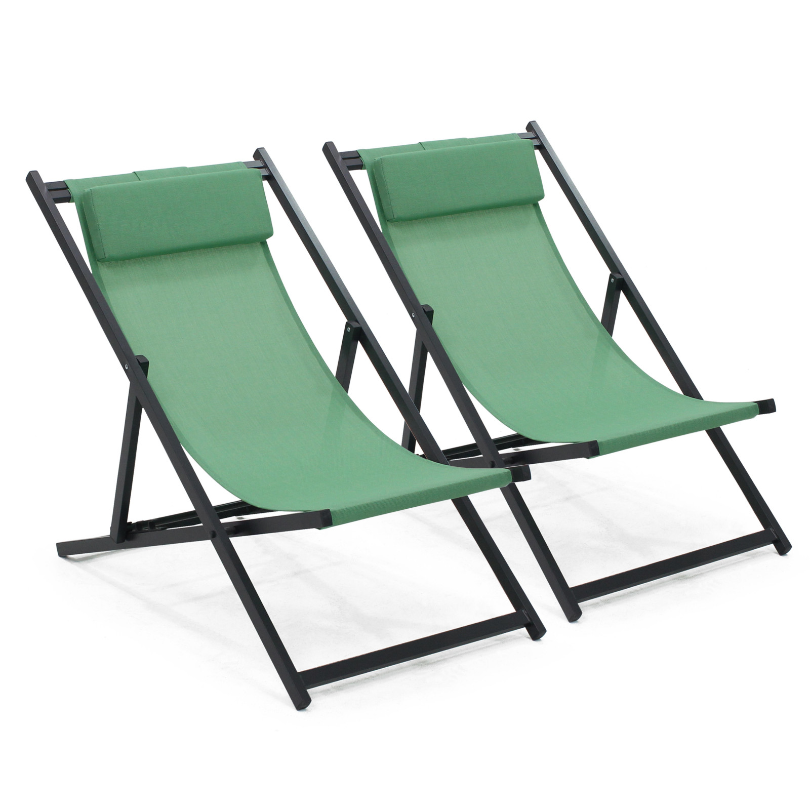 Lote de 2 hamacas plegables de aluminio reclinables en 4 posiciones