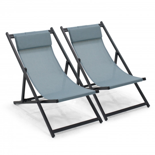 Lote de 2 hamacas plegables de aluminio reclinables en 4 posiciones