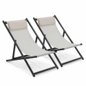 Lote de 2 hamacas plegables de aluminio reclinables en 4 posiciones