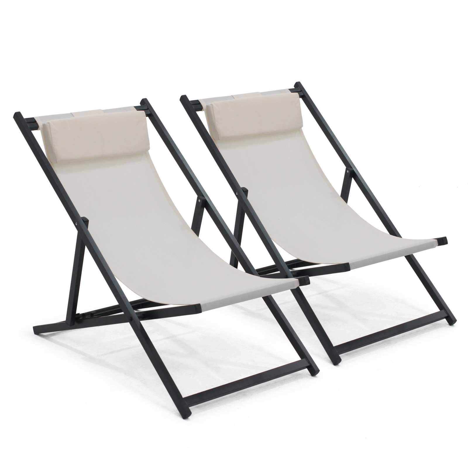 Lote de 2 hamacas plegables de aluminio reclinables en 4 posiciones