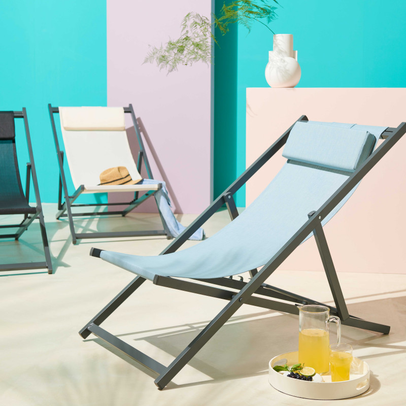 Lote de 2 hamacas plegables de aluminio reclinables en 4 posiciones