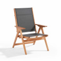 Sillón reclinable de madera de eucalipto con reposapiés