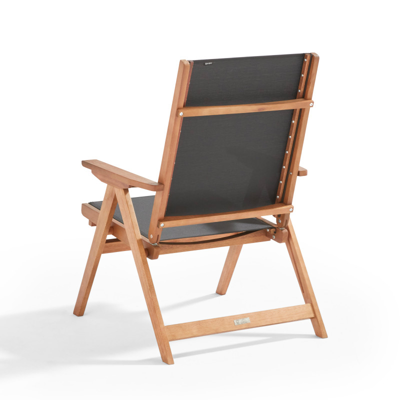 Sillón reclinable de madera de eucalipto con reposapiés