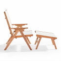 Sillón reclinable de madera de eucalipto con reposapiés
