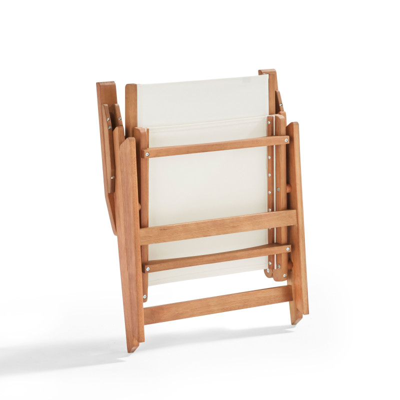 Sillón reclinable de madera de eucalipto con reposapiés