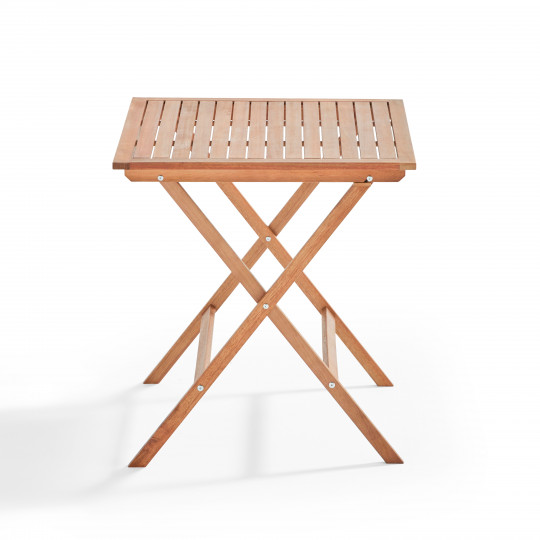 Mesa de jardín cuadrada plegable de eucalipto 70 x 70 x 76 cm