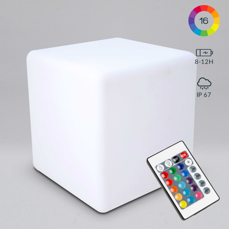 Cubo LED multicolor con mando 30 cm