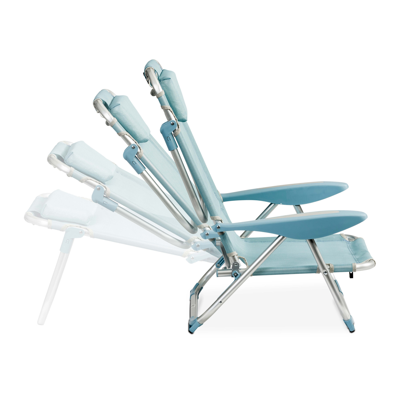 Sillón de playa plegable, reclinable 4 posiciones