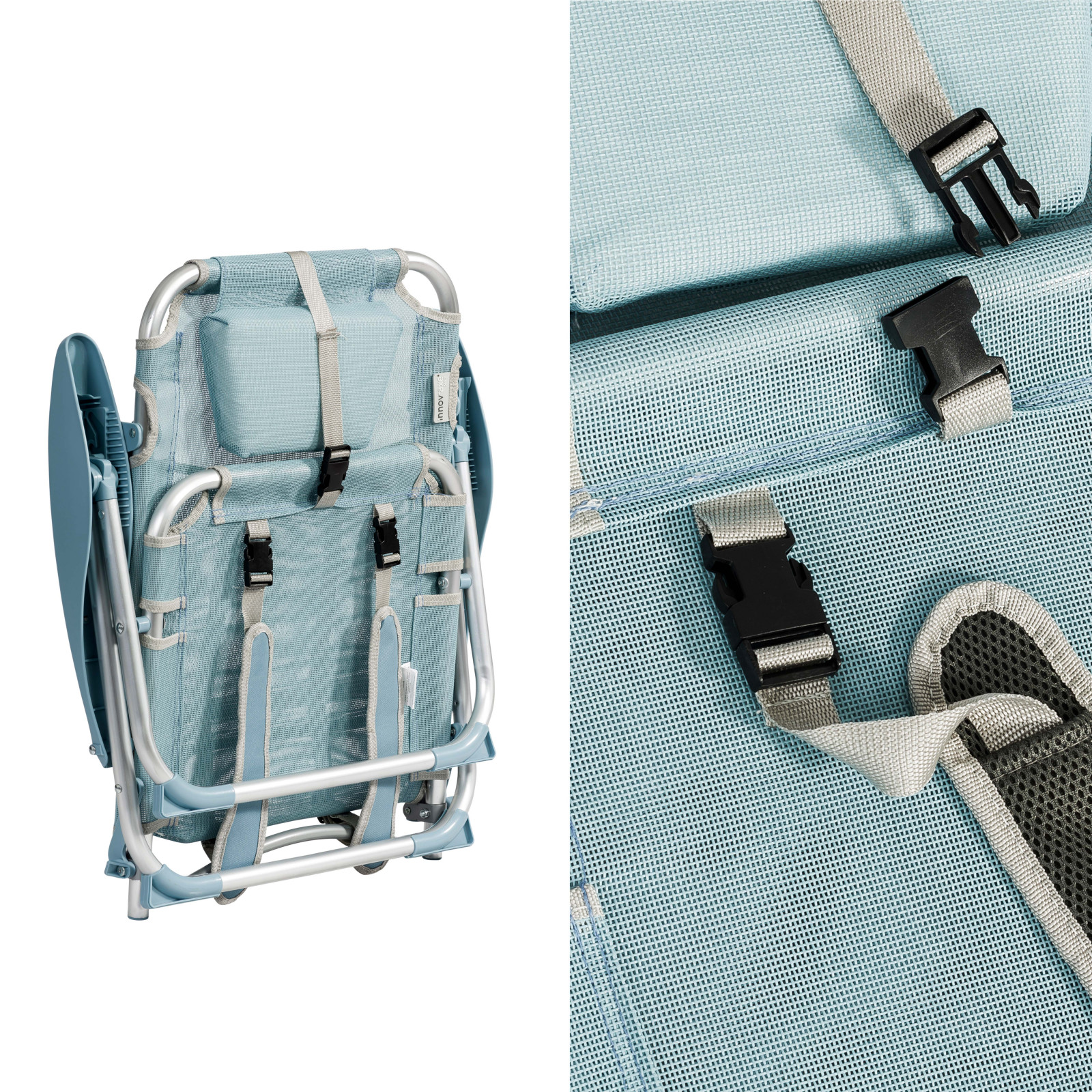 Sillón de playa plegable, reclinable 4 posiciones