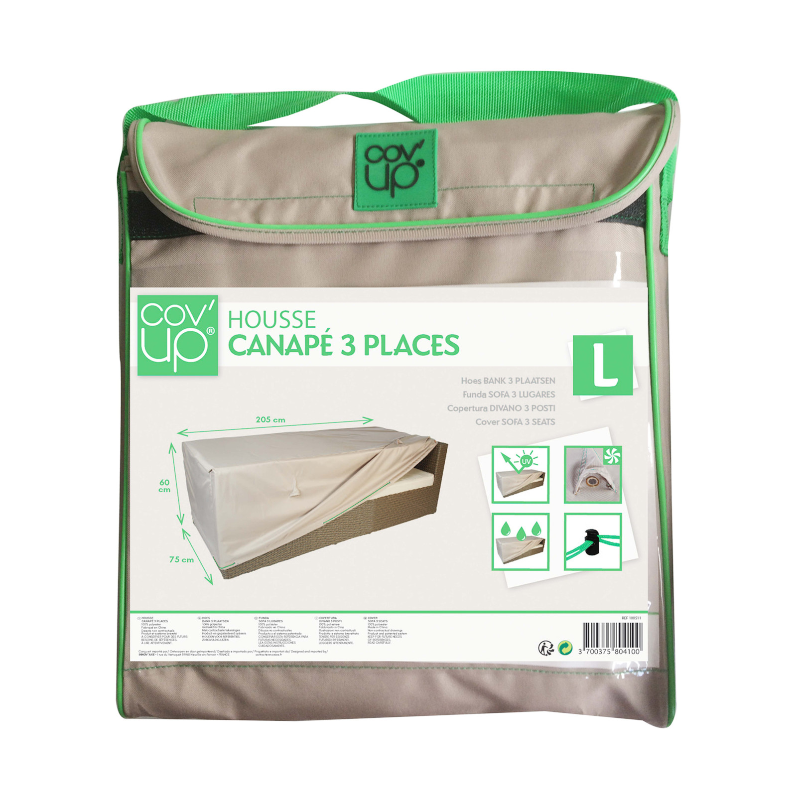 Funda para sofá 205 x 75 x 60 cm topo