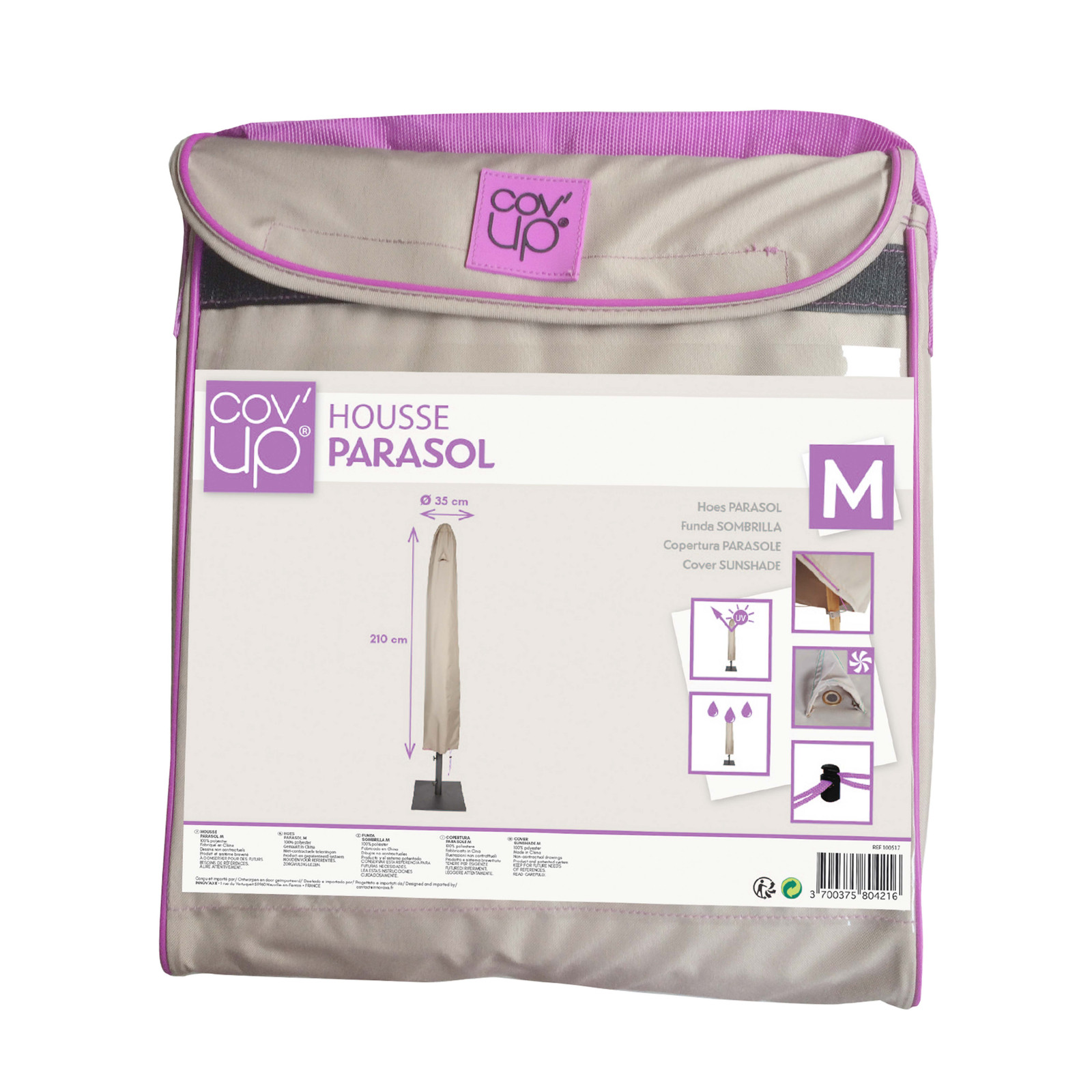 Funda para sombrilla recta alto 210 cm topo