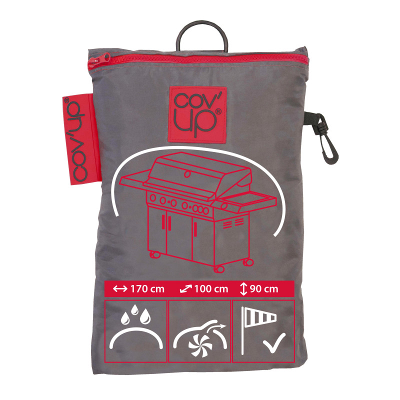 Funda gris para barbacoa rectangular 170 x 100 x 90 cm