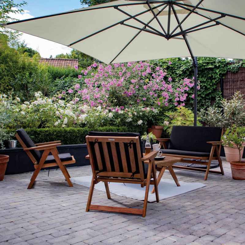 Conjunto de muebles de jardín plegables de 4 plazas de eucalipto