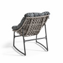 Sillón de jardín de resina y metal con cojines grises