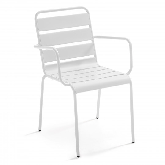 Silla de jardín de metal con reposabrazos | Oviala