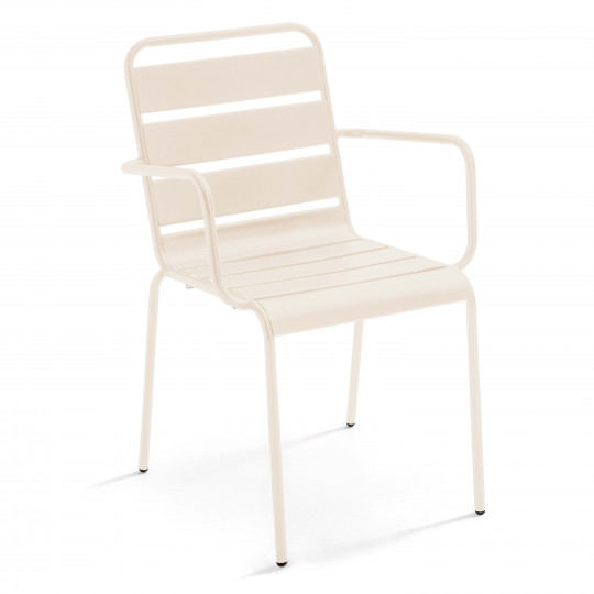 Silla de jardín de metal con reposabrazos | Oviala
