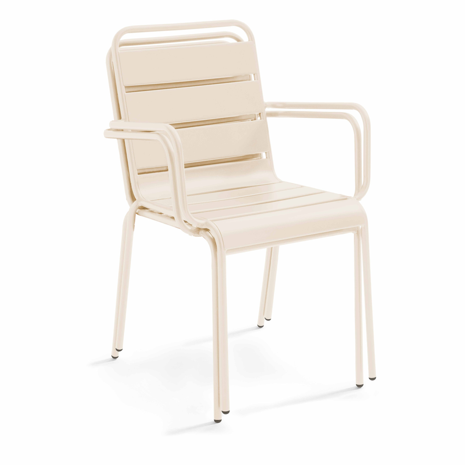 Silla  de metal con reposabrazos