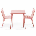 Mesa de jardín cuadrada 70 x 70 cm y 2 sillas de metal apilables