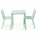 Mesa de jardín cuadrada 70 x 70 cm y 2 sillas de metal apilables