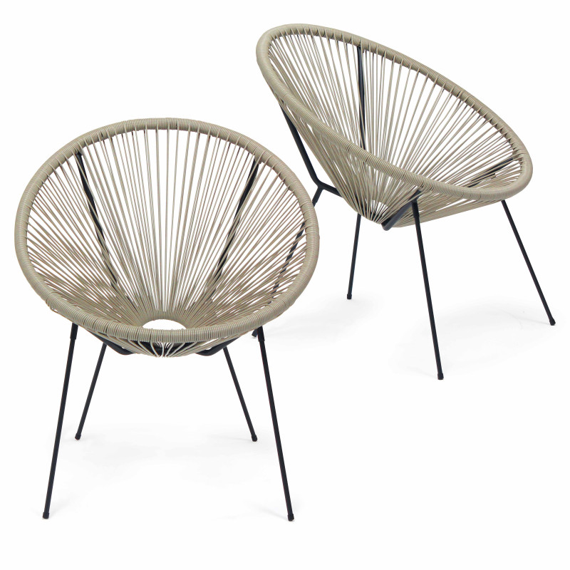 Lote de 2 sillones de hilo topo