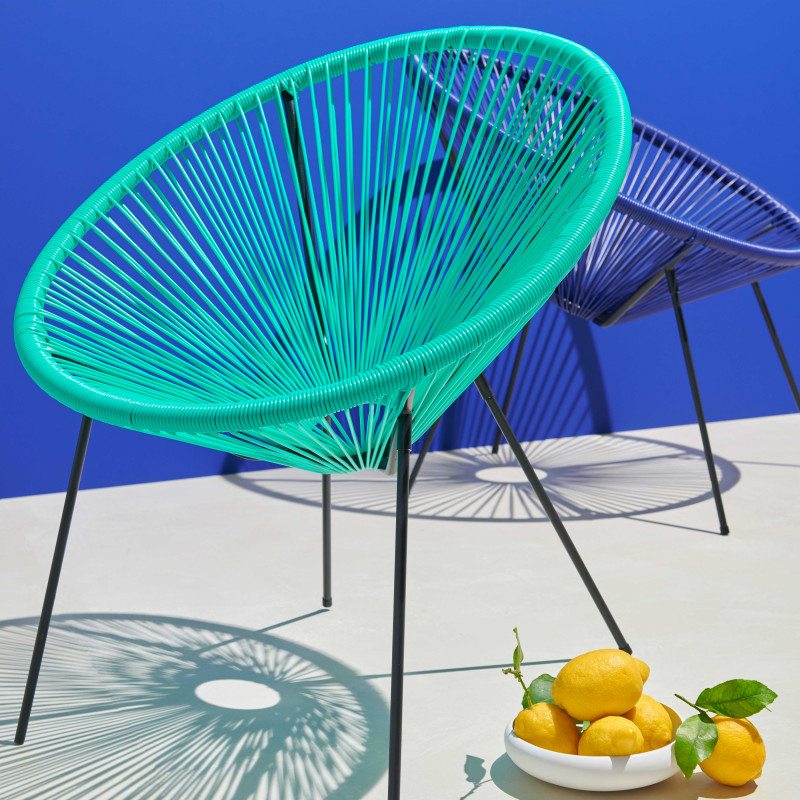 sillón de hilo azul