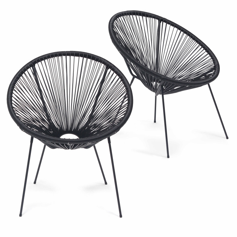 Lote de 2 sillones de hilo negro