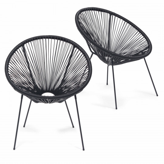 Lote de 2 sillones de hilo negro