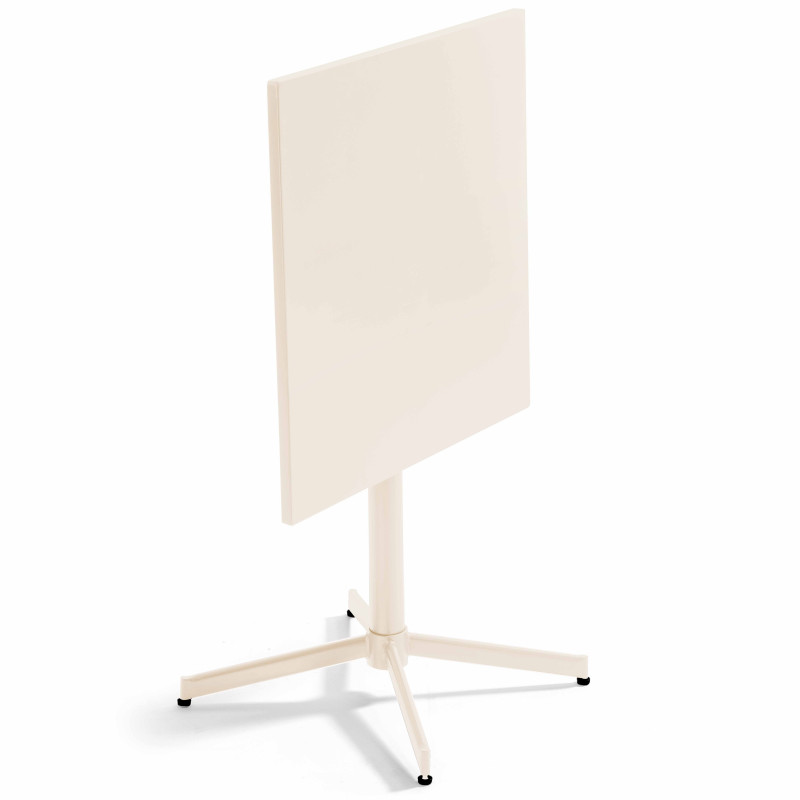 Mesa cuadrada de jardín con tablero plegable 70 x 70 cm y 2 sillas con reposabrazos de metal
