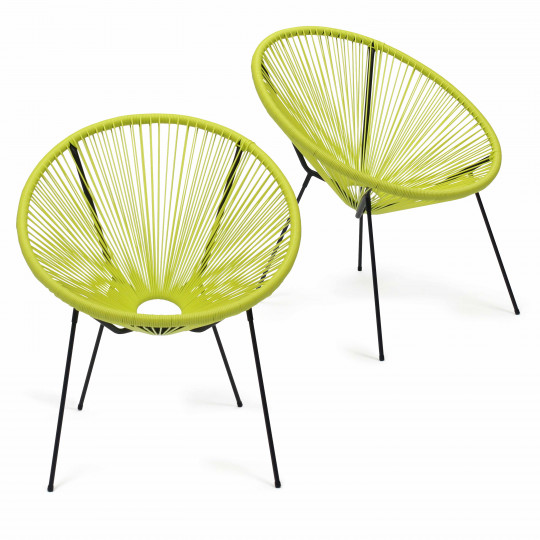 Lote de 2 sillones de hilo verde