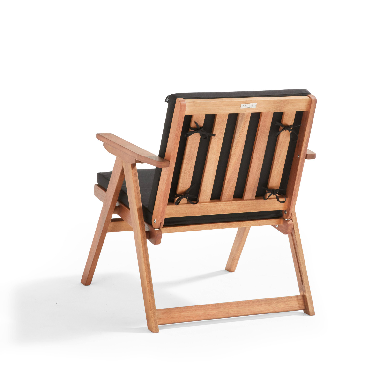 Lote de 2 sillones de madera con cojines negros