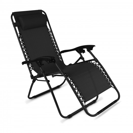 Sillón de jardín plegable y reclinable NEGRO