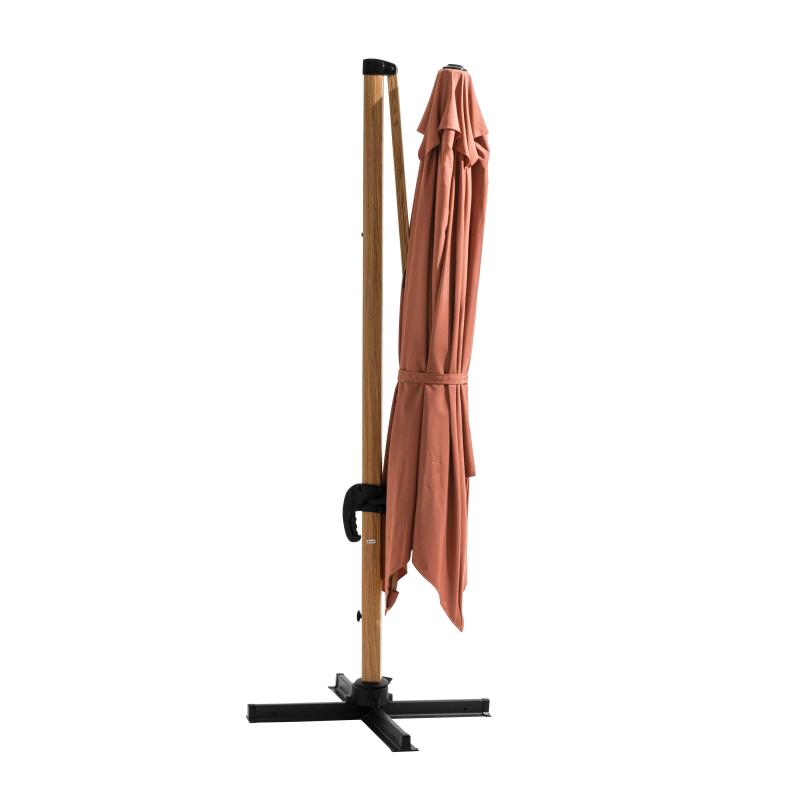 Conjunto de sombrilla colgante inclinable cuadrado (3 x 3 m) + 4 losas lastradas