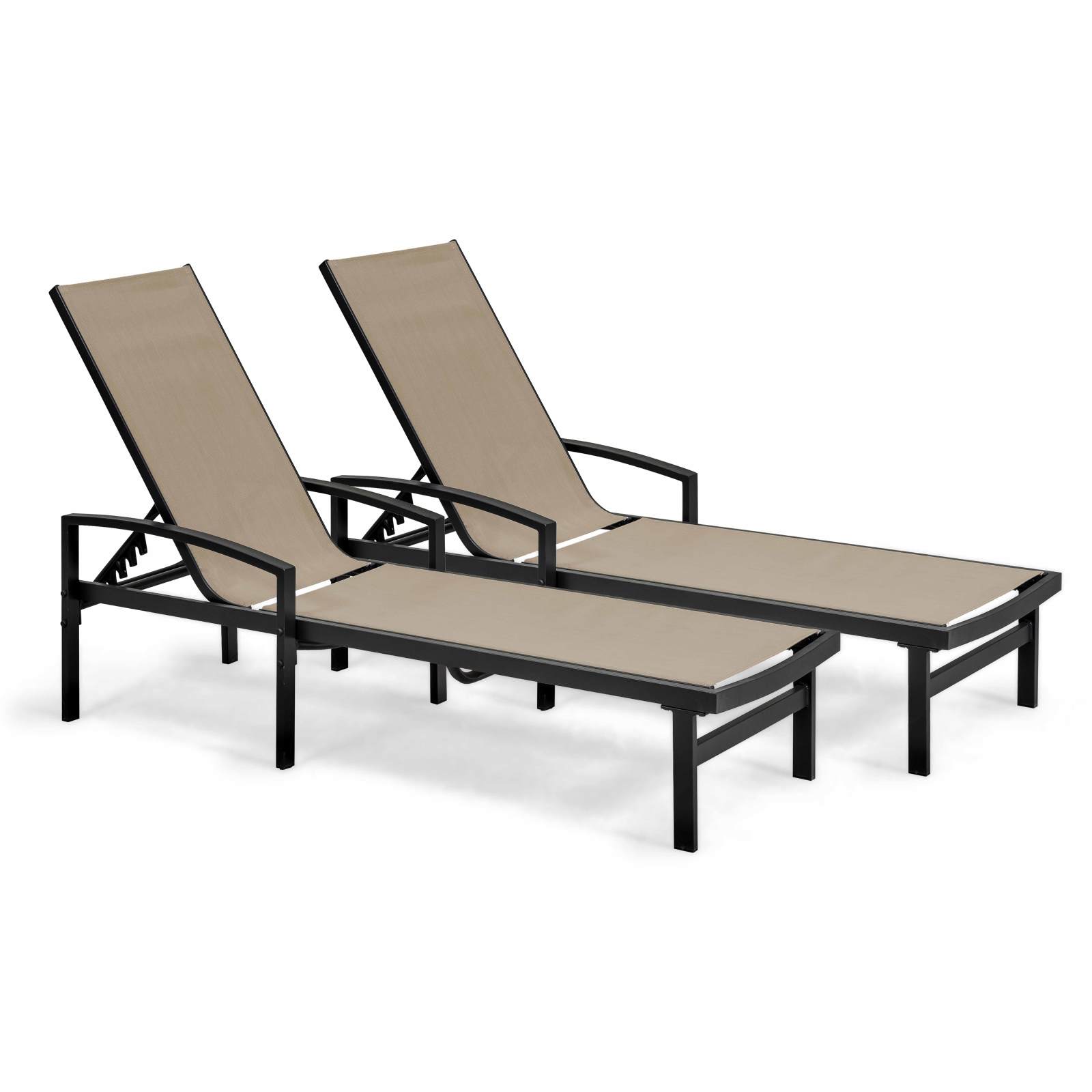 Lote de 2 tumbonas con reposabrazos, reclinables 5 posiciones