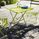 Mesa de jardín cuadrada de metal 60 x 60 cm y 2 sillas plegables