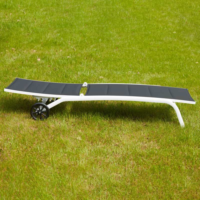 Lote de 2 tumbonas de aluminio con ruedas, reclinables 4 posiciones (4/5)