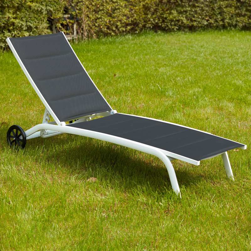 Lote de 2 tumbonas de aluminio con ruedas, reclinables 4 posiciones (2/5)