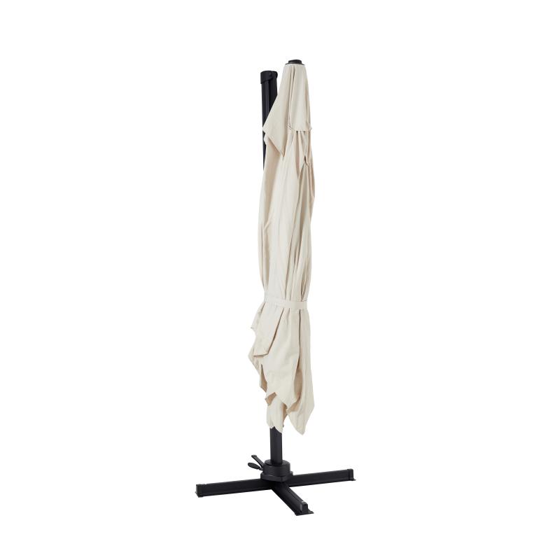 Conjunto de sombrilla colgante cuadrada (3 x 3 m) giratoria de 360° + 4 losas lastradas