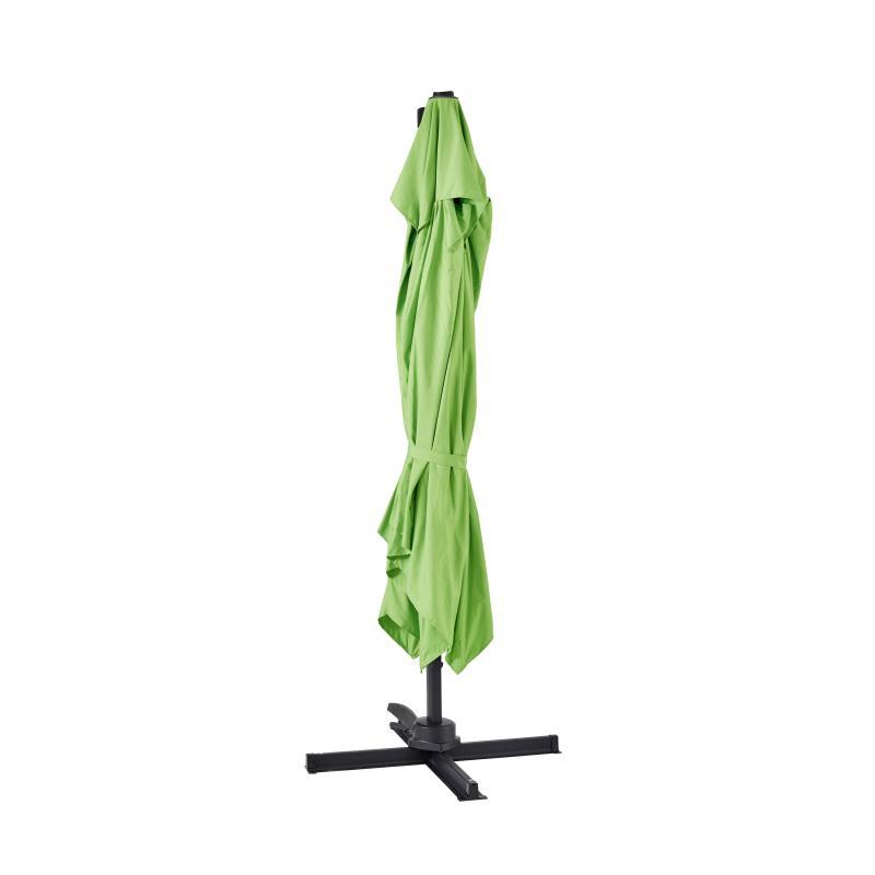 Conjunto de sombrilla colgante cuadrada (3 x 3 m) giratoria de 360° + 4 losas lastradas