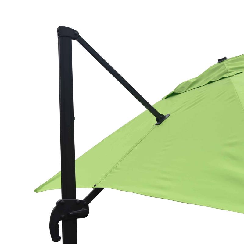 Conjunto de sombrilla colgante cuadrada (3 x 3 m) giratoria de 360° + 4 losas lastradas