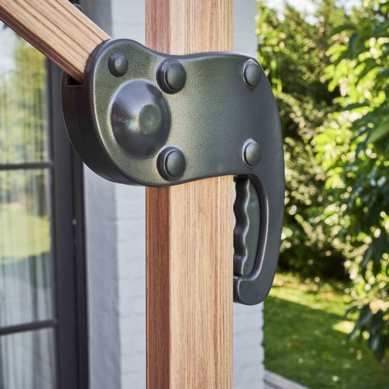 Conjunto de sombrilla colgante inclinable cuadrado (3 x 3 m) + 4 losas lastradas