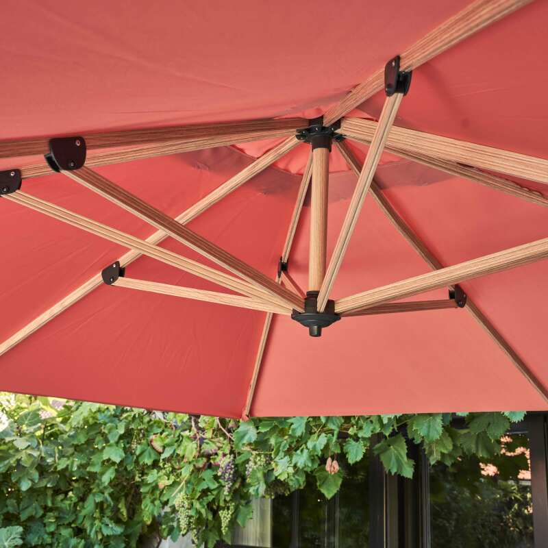 Conjunto de sombrilla colgante inclinable cuadrado (3 x 3 m) + 4 losas lastradas